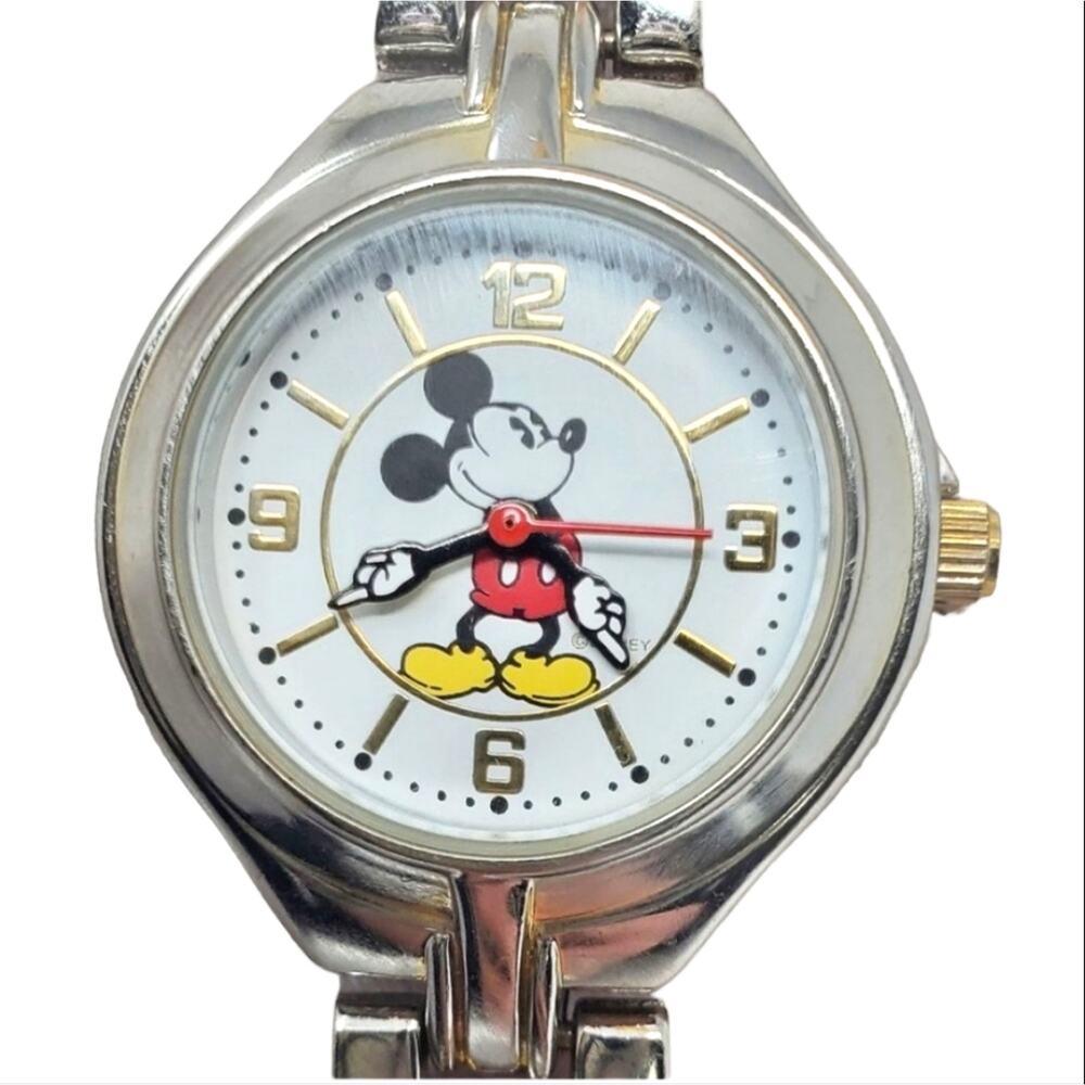 Disney Mickey Mouse Silver-Toned Metal Band Watch